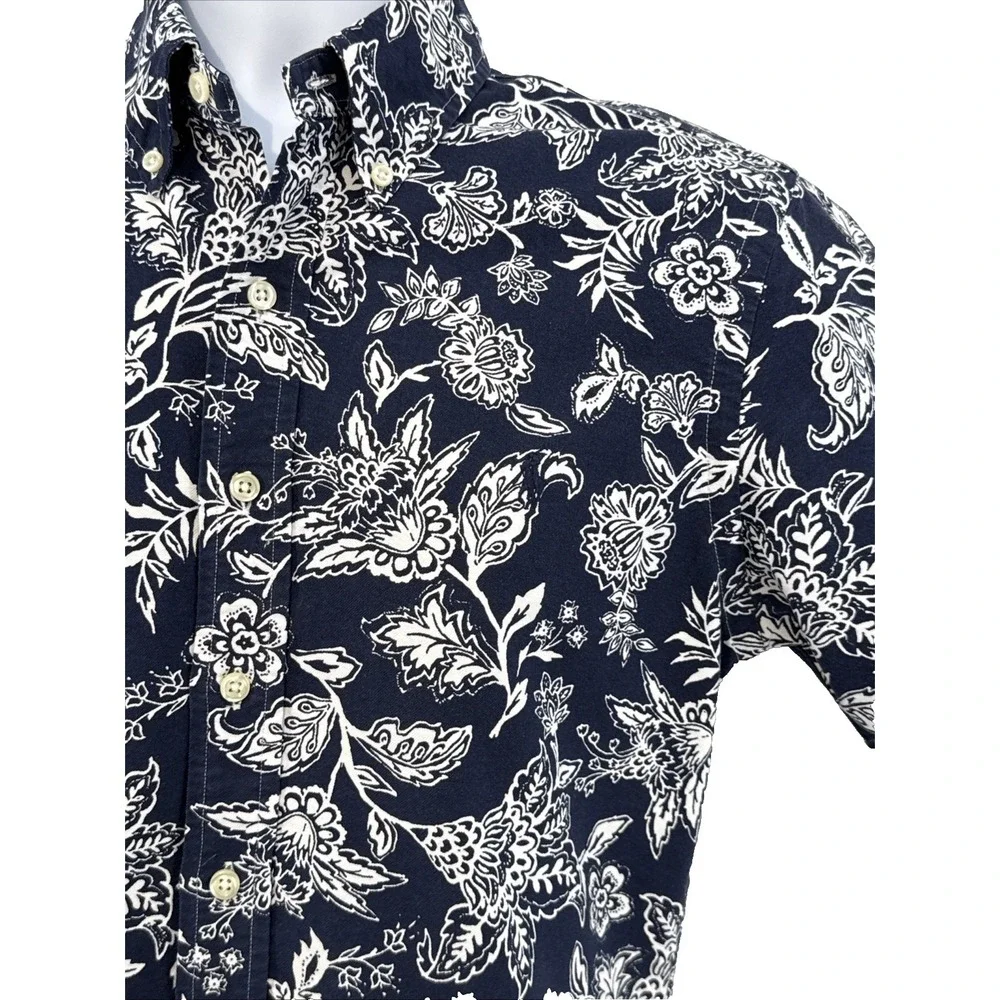 Polo‎ Ralph Lauren Shirt Men S Slim Fit Short Sleeve Floral Navy Pony Logo